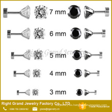 Personalizado de acero inoxidable puntas configuración Plug falso Zircon cúbico túneles pendientes